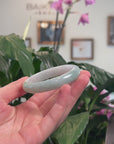 Baikalla Natural Light Blue-Green W/ Yellow Patch Jadeite Jade "Oval" Bangle Bracelet (56.3mm) 