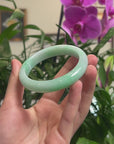 Baikalla Vibrant Apple-Green Jadeite Jade "Half Round" Bangle Bracelet (59.8mm) 