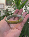 Baikalla Natural Rich Green w/ Yellow Patch Jadeite Jade Bangle Bracelet (59mm) 