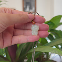 Baikalla "Lucky Kitten" White Nephrite Jade Pendant Necklace