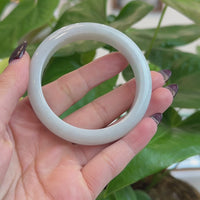 Baikalla "Classic Bangle" White Natural Burmese Jadeite Jade Bangle (55.50 mm) T184
