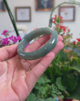 Baikalla Natural Oil-Green Jadeite Jade "Half Round" Bangle Bracelet (50.8mm) 