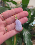 Baikalla 18K Yellow Gold "Cabbage" Natural Lavender Jadeite Jade Pendant W/ Natural Diamond
