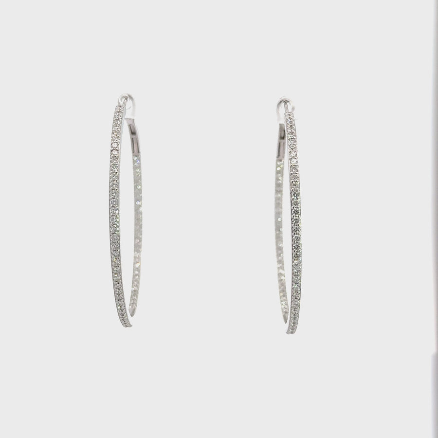 Baikalla 14k White Gold VS1 Diamond Hoop Earrings