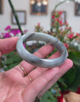 Baikalla Natural Light Green & Black Wuji Jadeite Jade "Oval" Bangle Bracelet (56.4mm) 