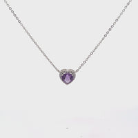 Baikalla™ Classic Heart Sterling Silver Natural Amethyst Citrine Topaz Necklace With CZ