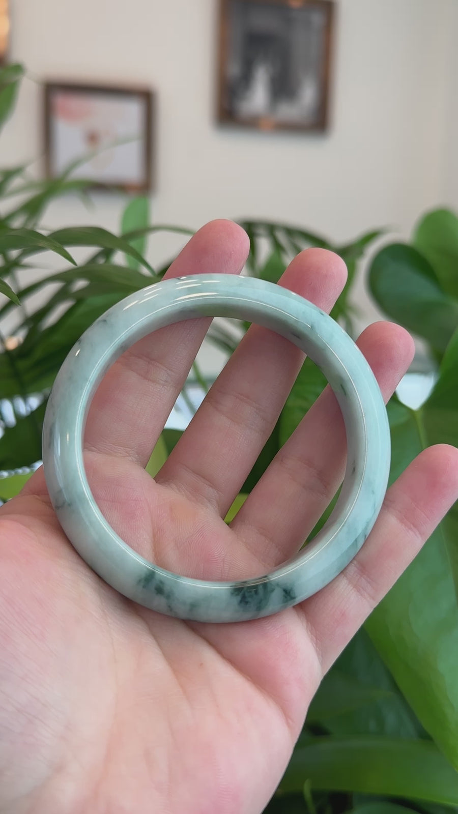 Natural Burmese Blue-green Jadeite Jade Bangle Bracelet (59.40mm)#T051
