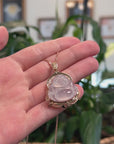 Baikalla 18K Rose Gold Genuine Burmese Ice Jadeite Buddha Pendant W/ Diamonds