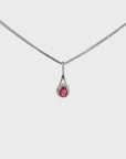 14k White Gold Natural Ruby Pendant Necklace