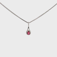 14k White Gold Natural Ruby Pendant Necklace