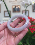 Baikalla Natural Light Lavender & Green Jadeite Jade "Half Round" Bangle Bracelet (57.1mm) 