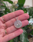 Baikalla "Ping An Kou" (Good Luck Button) 18K White Gold Natural Icy Light Green Jadeite Jade Pendant W/ Natural Diamonds