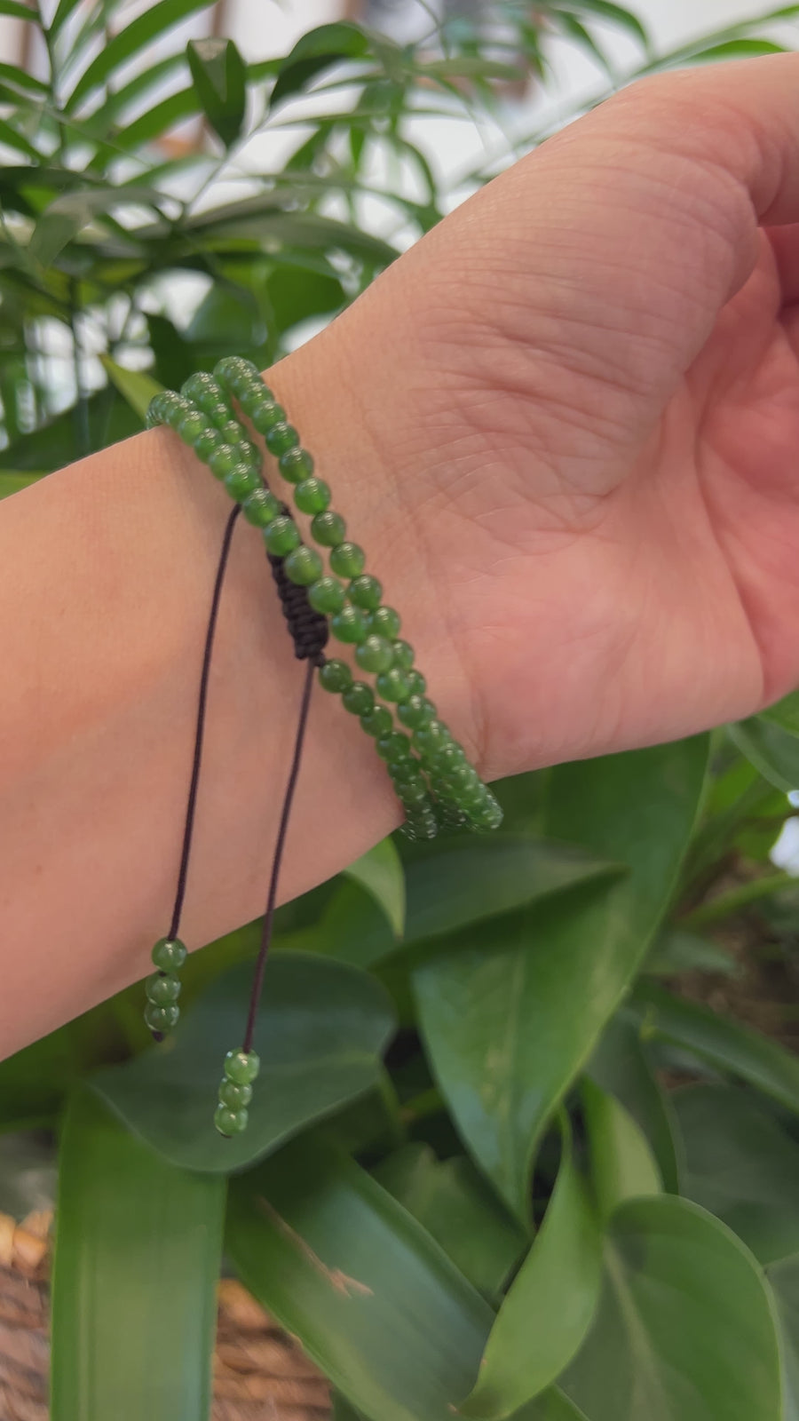 Baikalla Genuine Green Nephrite Green Jade Round Beads Rosary ( 4mm ) 2 in 1