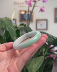 Baikalla Natural Apple-Green Patch Jadeite Jade "Half Round" Bangle Bracelet (53.9mm) 
