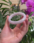 Baikalla Icy Light Lavender "Half-Round" Jadeite Jade Bangle Bracelet (58.2mm) 