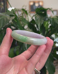 Baikalla Natural Multi-Color "Fu Lu Shou" Jadeite Jade "Half Round" Bangle Bracelet (57.4mm) 