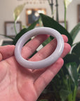 Baikalla Natural Light Lavender & Light Green Patches Jadeite Jade "Half Round" Bangle Bracelet (57.1mm) 