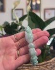 Baikalla Natural Light Apple-Green Jadeite Jade "Dragon" Bead Bracelet