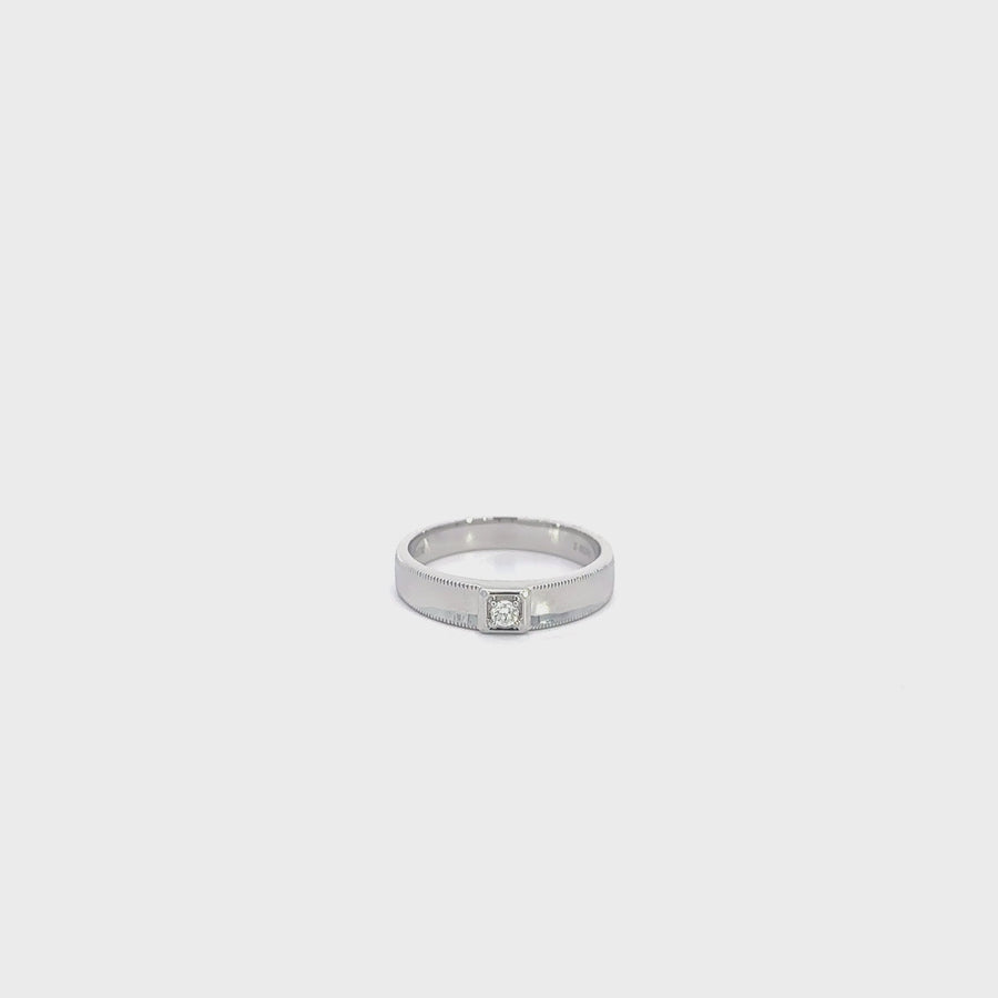 Baikalla 14k White Gold Men's Wedding Diamond Band Ring