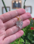 Baikalla Natural Icy Light Blue-Green Flower Jadeite Jade "Maple Leaf" Pendant W/ 18ky Gold Bail & Natural Diamonds