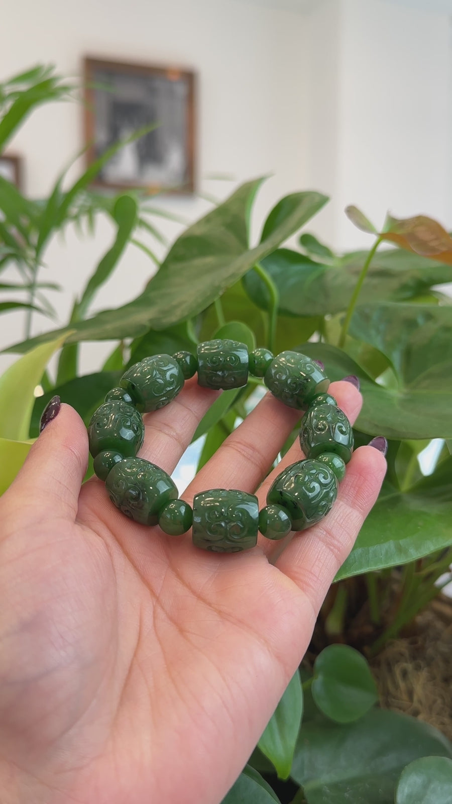 Baikalla Genuine Nephrite Jade Buddha Symbol TongTong Men's Bracelet