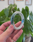 "Classic Princess Half Round" Blue- Green Jadeite Jade Bangle (55 mm) 