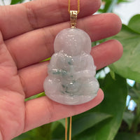 "Goddess of Compassion" Genuine Burmese Ice Blue Jadeite Jade Guanyin Necklace