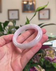 Baikalla Natural Icy Light Lavender Jadeite Jade "Half Round" Bangle Bracelet (52.8mm) 