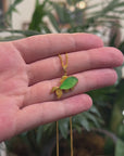 Baikalla Vibrant Green "Lucky Fish" Genuine Burmese Jadeite Jade Pendant W/ 18K Yellow Gold Bail & Diamonds