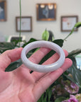 Baikalla Natural Faint Lavender & Green Jadeite Jade "Half Round" Bangle Bracelet (55.1mm) 