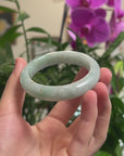 Baikalla Apple-Green W/ Sajin Jadeite Jade "Half Round" Bangle Bracelet (53mm) 