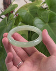 Baikalla Natural icy Apple Green Jadeite Jade Oval Bangle Bracelet (57.2 mm) 
