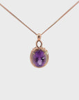 14k Rose Gold Genuine Amethyst Pendant Necklace