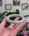 Baikalla Natural Light Blue-Green Jadeite Jade "Half Round" Bangle Bracelet (63mm) 