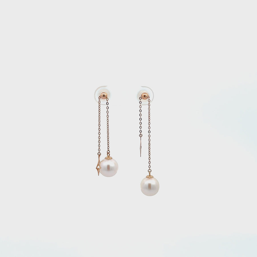 Baikalla Classic 18k Rose Gold Pearl Dangle Earrings