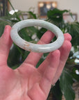 Baikalla Natural Light Apple-Green W/ Sajin (Golden Dust) Jadeite Jade "Half Round" Bangle Bracelet (57.4mm) 