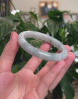 Baikalla Natural Light Blue-Green Flower Jadeite Jade "Half Round" Bangle Bracelet (60.9mm) 
