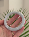 Baikalla Natural Light Lavender W/ Blue-Green Flowers Jadeite Jade "Half Round" Bangle Bracelet (57.2mm) 