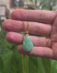 Apple Green Jadeite Jade "Shou Tao" (Longevity Peach) Pendant W/ 18k Yellow Gold & Diamond Bail