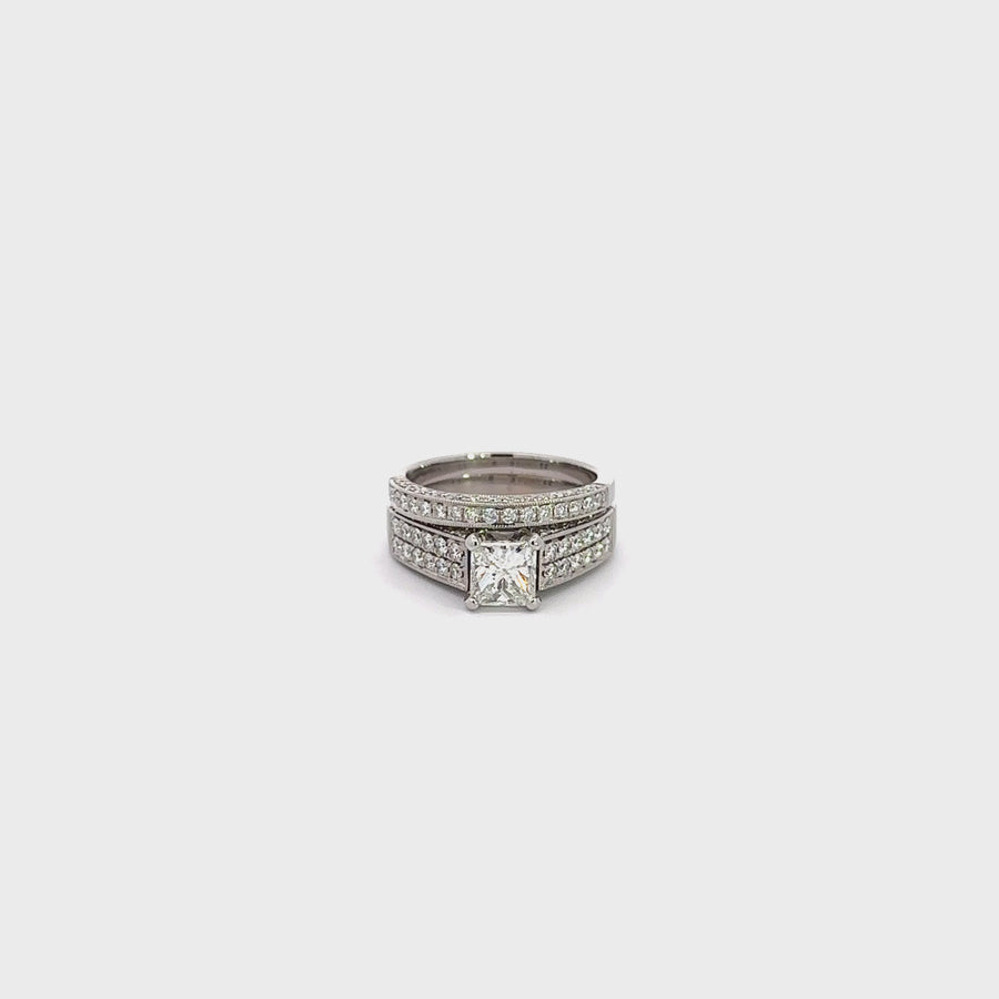 Baikalla 14k White Gold Diamond Engagement Ring Set