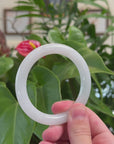 Natural Burmese Icy Light Green Jadeite Jade Bangle Bracelet (54.7mm) 