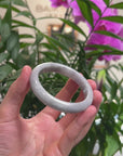 Baikalla Light Lavender W/ Grey Wuji Jadeite Jade "Half Round" Bangle Bracelet (57.4mm) 
