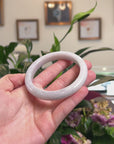 Baikalla Natural Faint Lavender Green Jadeite Jade "Half Round" Bangle Bracelet (64.7mm) 
