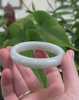 Baikalla Natural Smooth White Jadeite Jade Oval Bangle Bracelet (53.3 mm) 