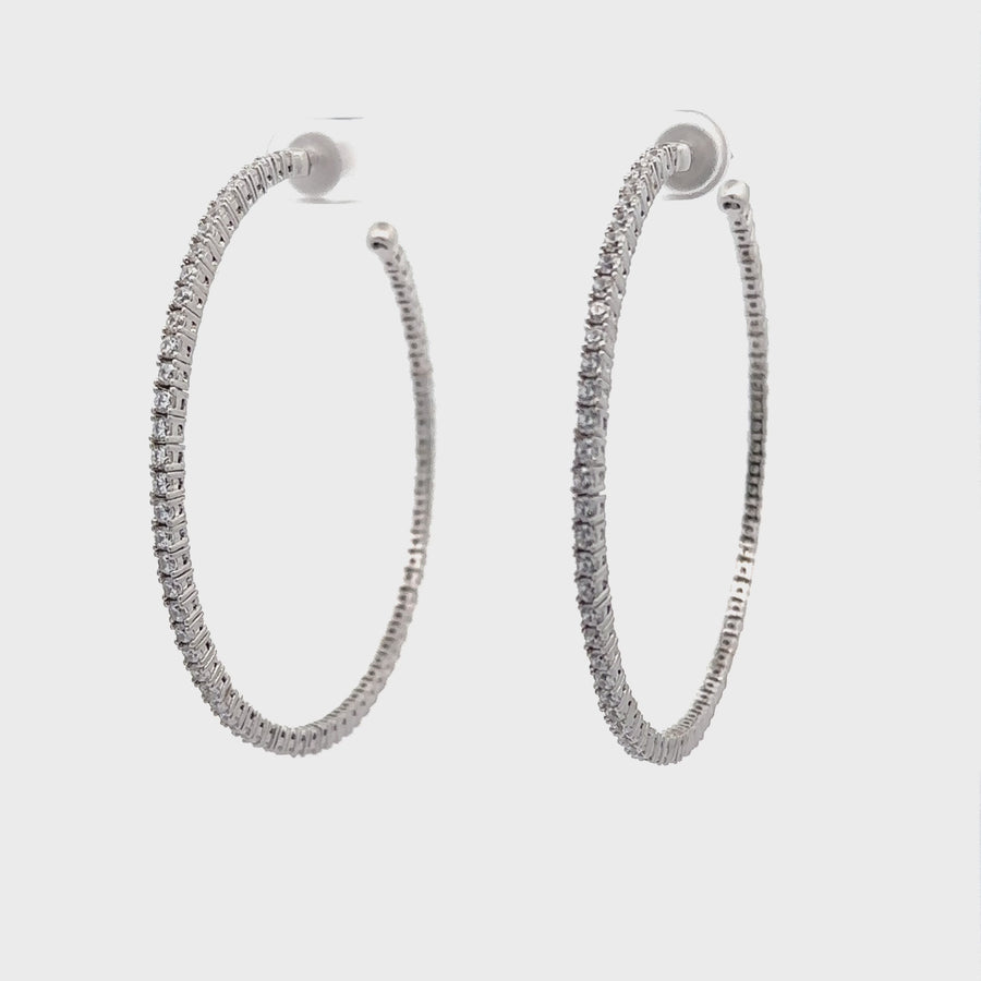 Baikalla Sterling Silver Gold Plated Dangle Hoop Earrings With CZ