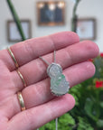 Baikalla Natural Icy Green Jadeite Jade Guan Yin "Goddess of Compassion" Pendant W/ 18kw Gold Bail & Natural Diamonds