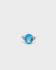 18k White Gold Natural Blue Topaz Ring with Diamonds