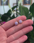 Baikalla Natural Lavender Jadeite Jade 18ky Gold Stud Earrings