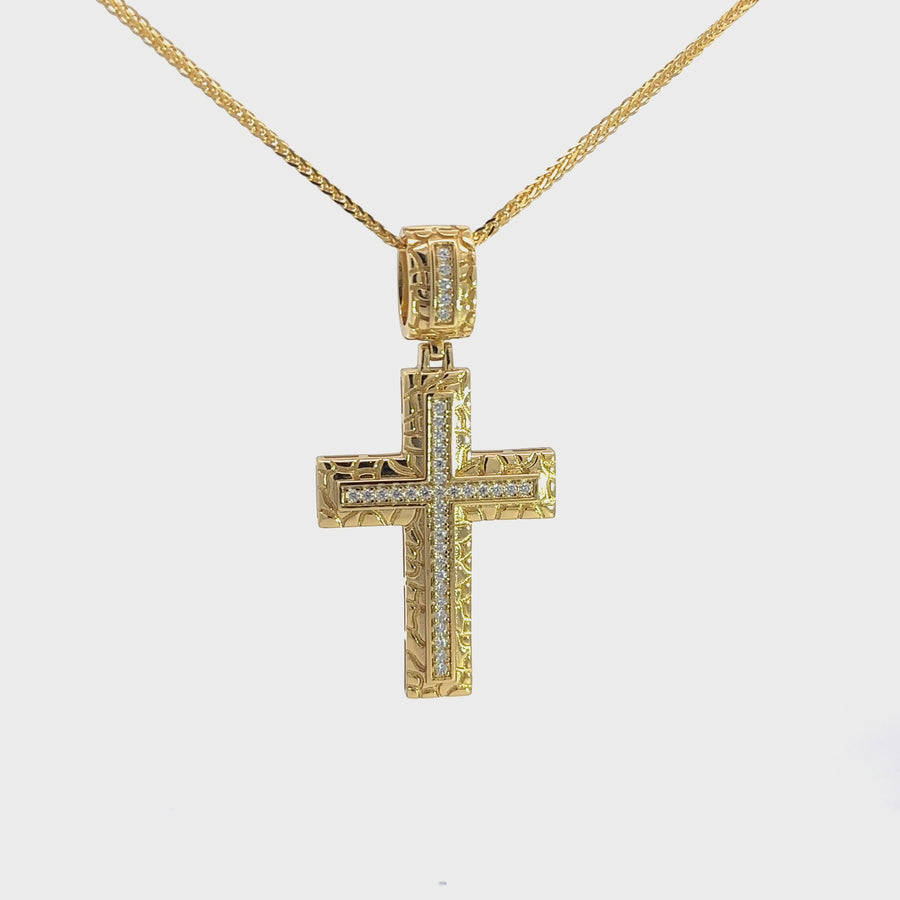 Sterling Silver Gold Plated Cross Moissanite Charm Necklace