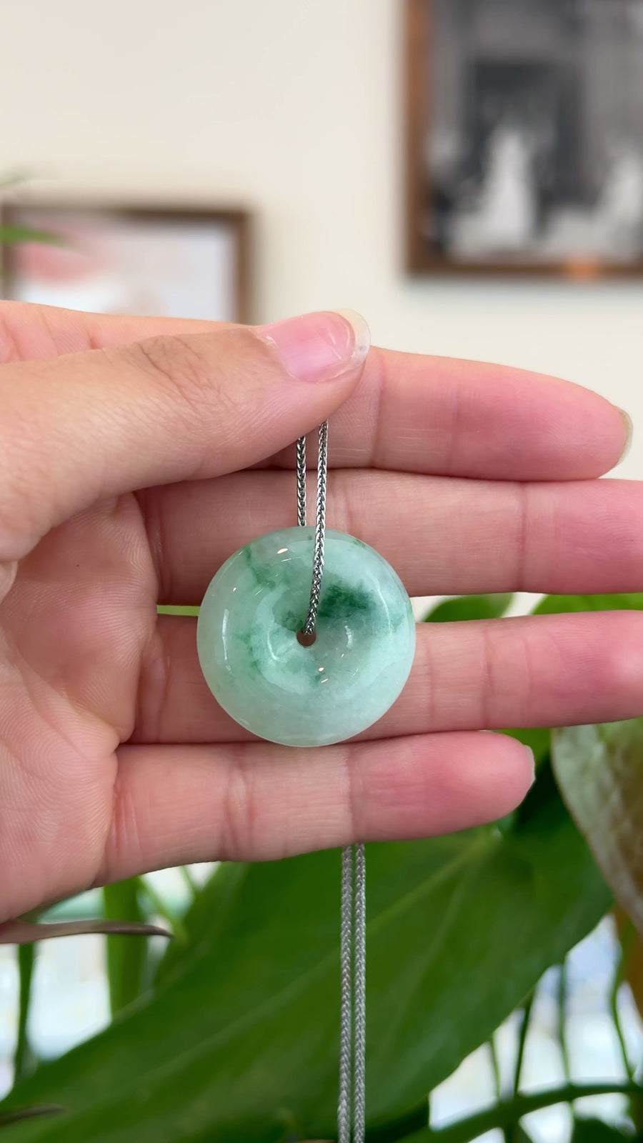 Baikalla™ "Good Luck Button" Necklace Ice Blue Green Jadeite Jade Lucky KouKou Pendant Necklace